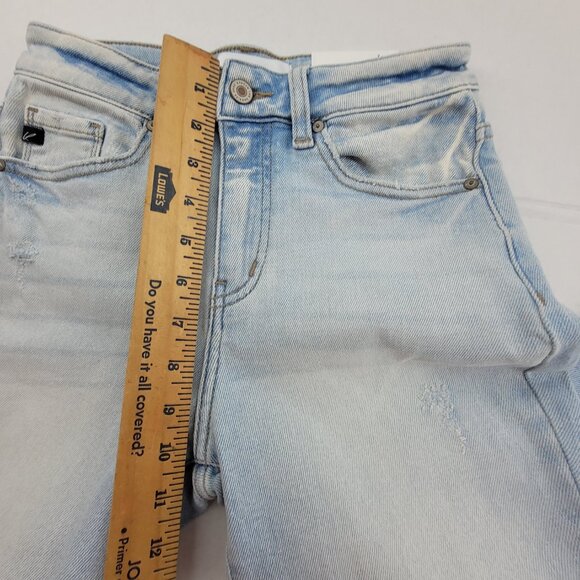 NEW Kancan Jeans Womens Size 7 Blue High Rise Ankle Distressed Light Wash NWT - Picture 10 of 14